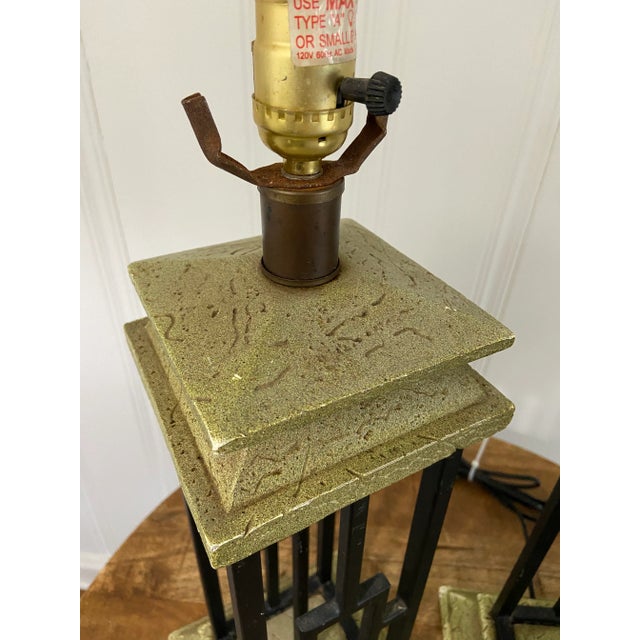 Mid-Century Modern Vintage Mid Century Modern Art Deco Style Cage Lamps, a Pair For Sale - Image 3 of 7