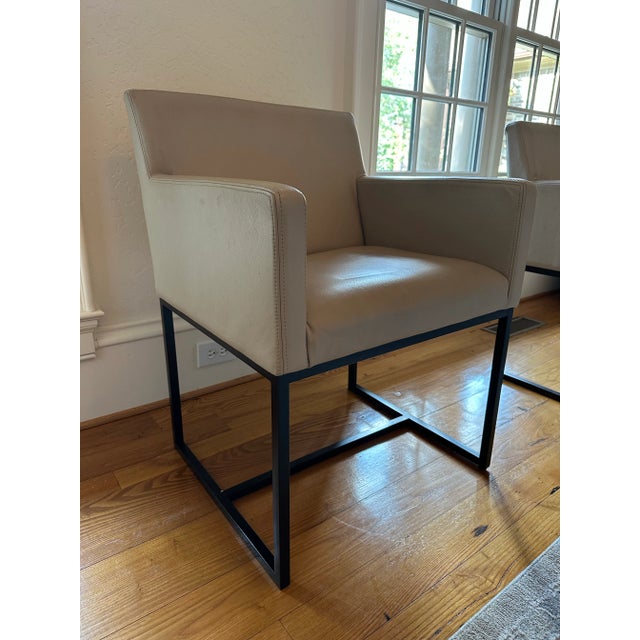 Contemporary Rh Emery Track Arm Leather Dining Chair For Sale - Image 3 of 10