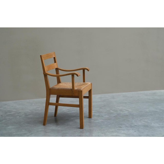 Armchair in Wood and Rush from Oscar Degeyter, Belgium, 1942 For Sale - Image 4 of 13