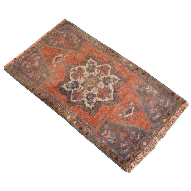Hand Knotted Small Turkish Yastik Rug Mat - 1'9" X 2'11" For Sale - Image 6 of 8