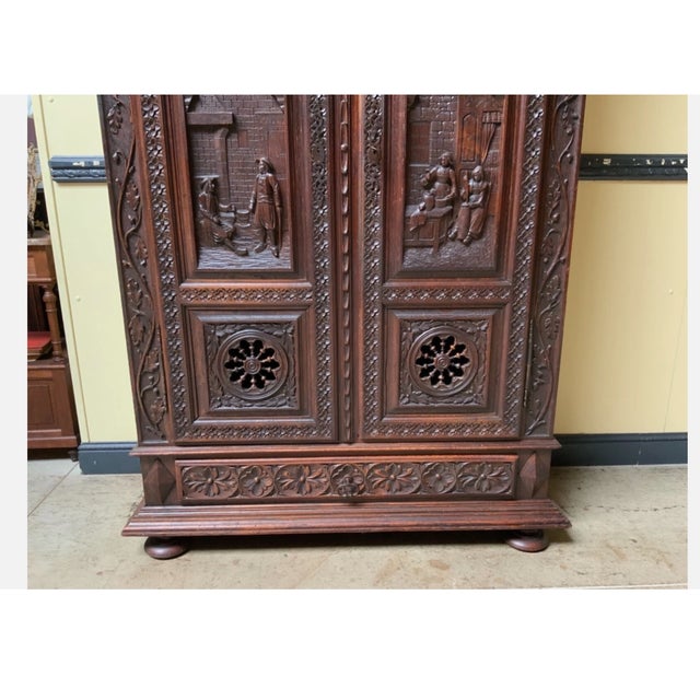 Antique Breton Cabinet in Wood, 1880 For Sale - Image 9 of 10