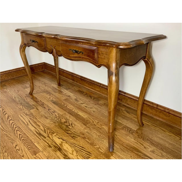 French Provincial Vintage Ethan Allen French Provincial Style Console Table For Sale - Image 3 of 15
