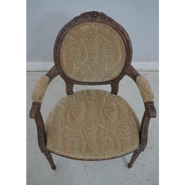 Age: Approx: 25 Years Old Details: Nice Painted Distressed Finish Clean Damask Upholstery See Other Offerings For Matching...