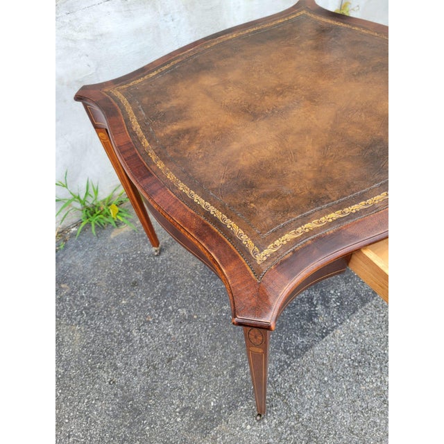 1920s English Sheraton Inlaid Leather Top Center Table For Sale In Philadelphia - Image 6 of 11