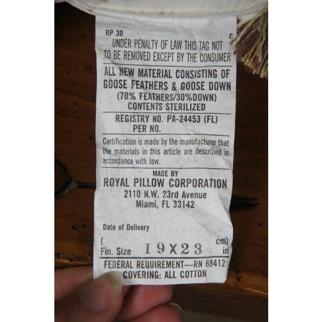 Mid 20th Century Down Filled Floral Embroidered Brown Velvet Tassel Lumbar Throw Pillow For Sale - Image 9 of 9