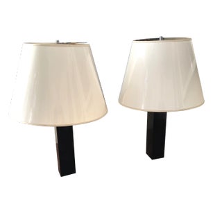 Black Marble Table Lamps Model 180 by Florence Knoll for Knoll International, Set of 2 For Sale