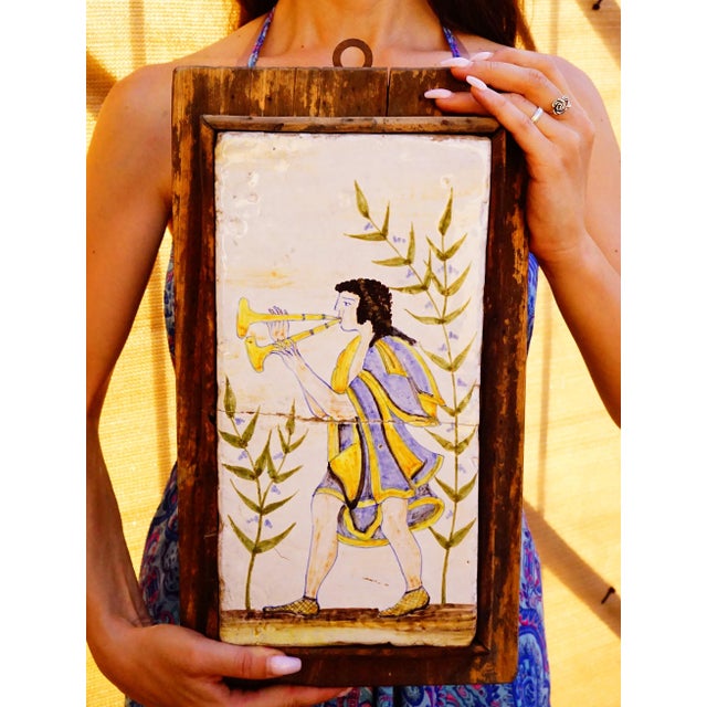 20th Century, Archaic Ceramic Tile Plaque with Wooden Support, Viterbo Tuscia Italy., 1920s, Ceramic For Sale - Image 3 of 18