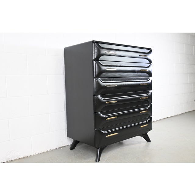 Mid-Century Modern Franklin Shockey Mid Century Modern Sculpted Pine Highboy Dresser For Sale - Image 3 of 12