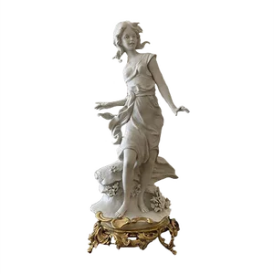 Vintage Italian Biscuit Porcelain & Bronze Figurine by Barbella