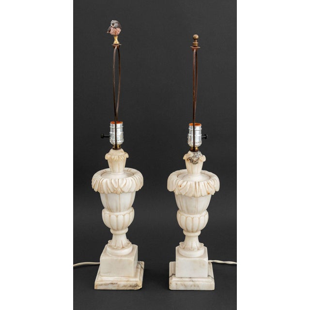 Neoclassical Neoclassical Style White Carrara Marble Lamps, 2 For Sale - Image 3 of 6