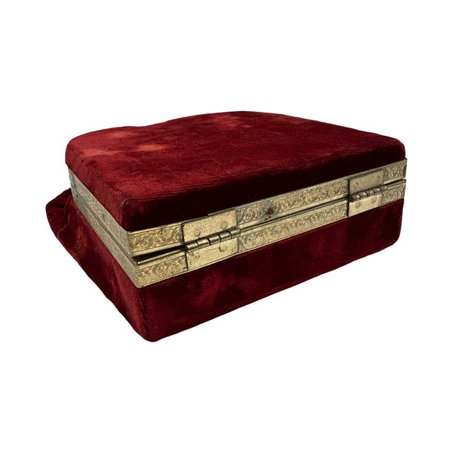 Antique French Red Velvet Jewelry Casket For Sale - Image 12 of 16