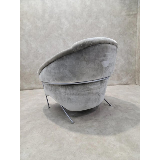 Gray Vintage Postmodern Milo Baughman Boldido Style Lounge Chair in Velvet For Sale - Image 8 of 9