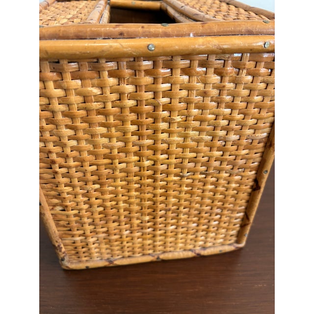 Vintage Woven Bamboo Rattan Tissue Box Cover For Sale In Oklahoma City - Image 6 of 10
