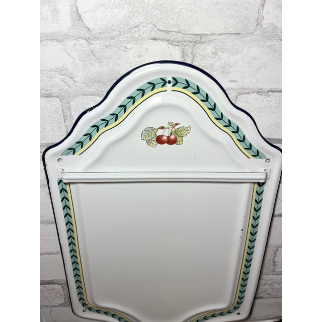 Vintage French Enamelware Ladle Holder Utensil Wall Rack For Sale - Image 4 of 5