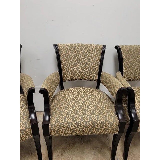 Black 1970 Set of 4 Baker Ebonized Neoclassical Chairs For Sale - Image 8 of 13