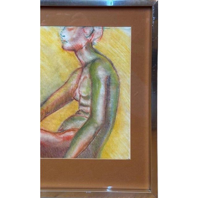 1990s Original Andi Pepper Expressive Nude Figure Study Drawing Vibrant Mid Century Modern Style For Sale - Image 4 of 11