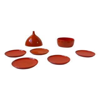 Scandinavian Modern Orange Drink Coasters by Laurids Lønborg, 1960s, Set of 6 For Sale