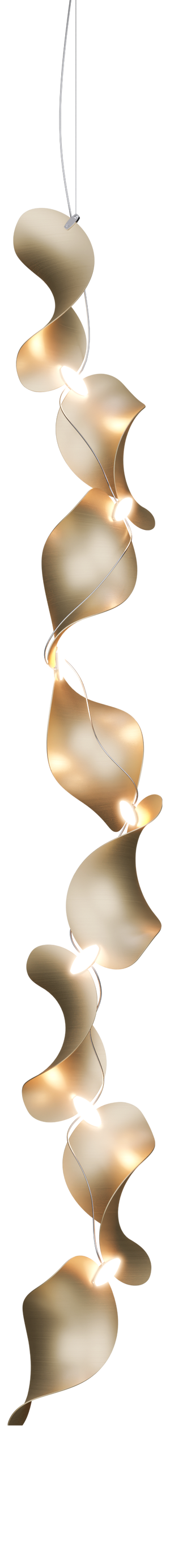 Dune 8 Vertical Line Pendant Light with Shades in Gold Metallic Tone by Daniel Becker for Moss Objects