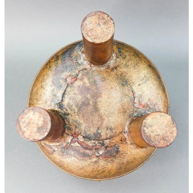 Early 18th Century Large Chinese Cold Gilded Cast Iron Archaistic Tripod Censer Ding For Sale In Miami - Image 6 of 7