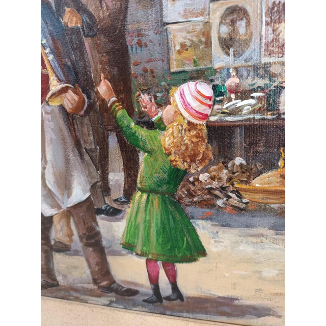 Elio Ferrara, Paris Marché Aux Puces Flea Market, 1980, Vintage Oil on Canvas Painting For Sale - Image 12 of 18