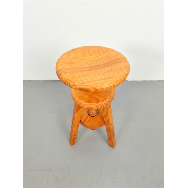 Vintage Architect's Corkscrew Stool in Pine, 1960s For Sale - Image 6 of 9