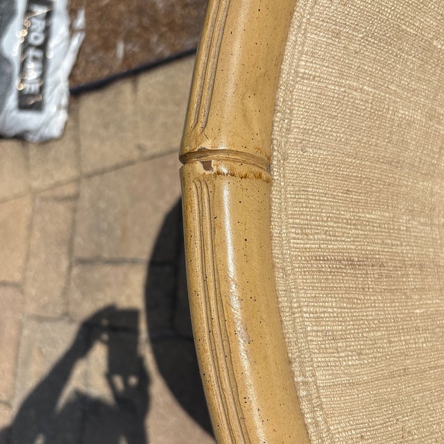 Linen Century Furniture Company Mid Century Faux Bamboo Barrel Style Lounge Chair For Sale - Image 8 of 12