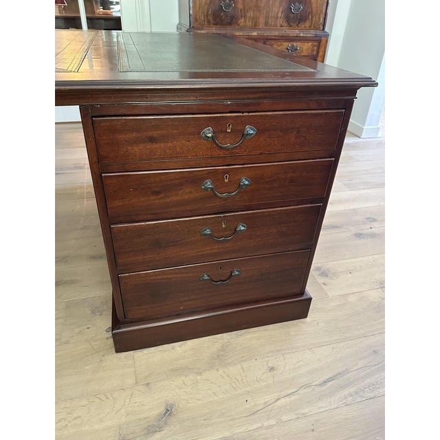 Brown Large Antique Partners Desk For Sale - Image 8 of 14