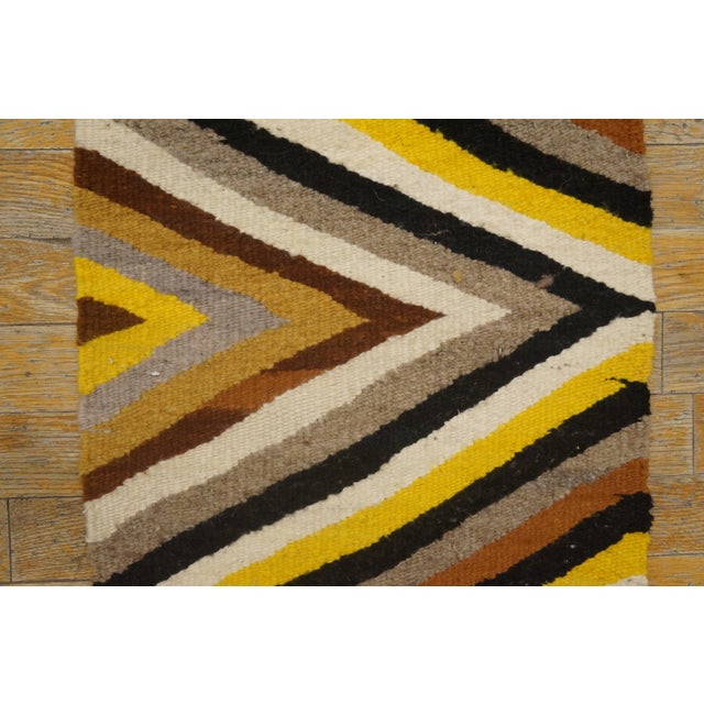 Beige Multicolored Geometric Pattern V1930s Vintage Navajo Style Scatter Size Area Rug For Sale - Image 8 of 10