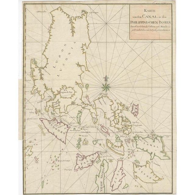 Large German Chart of the Islands of the Philippines with Hand-Colored Borders, 1763 For Sale - Image 6 of 7