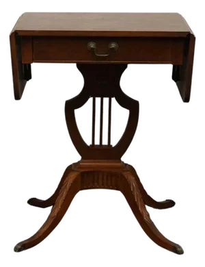 Mersman Flame Mahogany Traditional Duncan Phyfe Style 36" Drop Leaf Pembroke Accent End Table W. Harp Base
