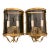 Pair of Mid 20th Century French Bronze Convex Half Lantern Wall Sconces, Ribbon & Reed For Sale