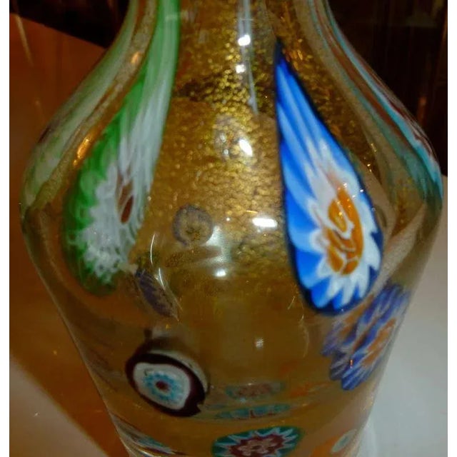 Metal Vintage Murano Fratelli Toso Decanter Bottle With Gold Aventurines and Murrines, 1950's For Sale - Image 7 of 10