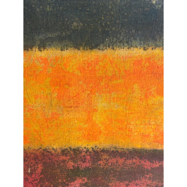 Vintage Mid Century Japanese Abstract Painting on Silk - Signed Modernist For Sale - Image 4 of 7