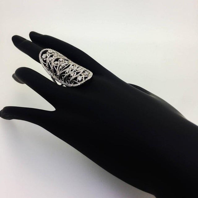 1.76 Carat Diamond 14 Karat White Gold Cocktail Ring, Size 7 For Sale - Image 4 of 5