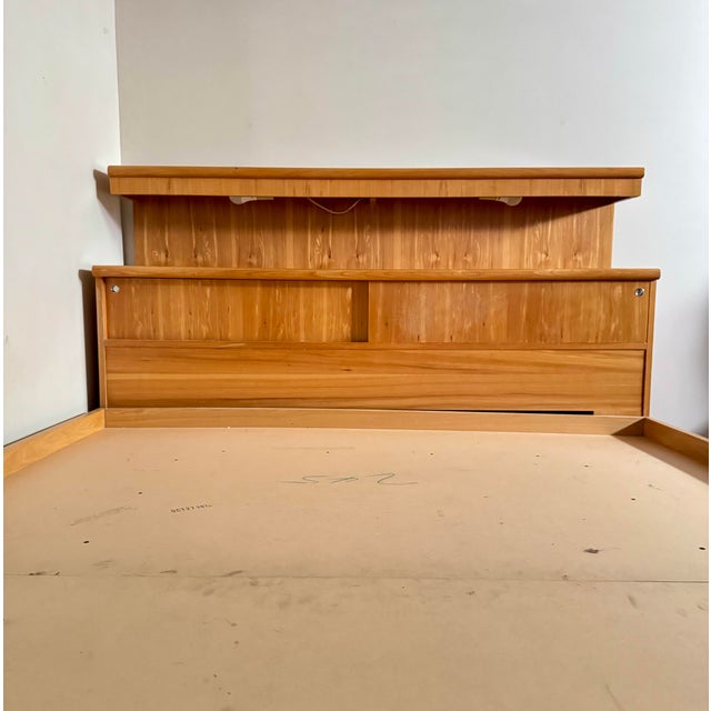Wood 1970s Solid Birch Queen Sized Floating Platform Bed With Illuminated Headboard by Thomasville For Sale - Image 7 of 12