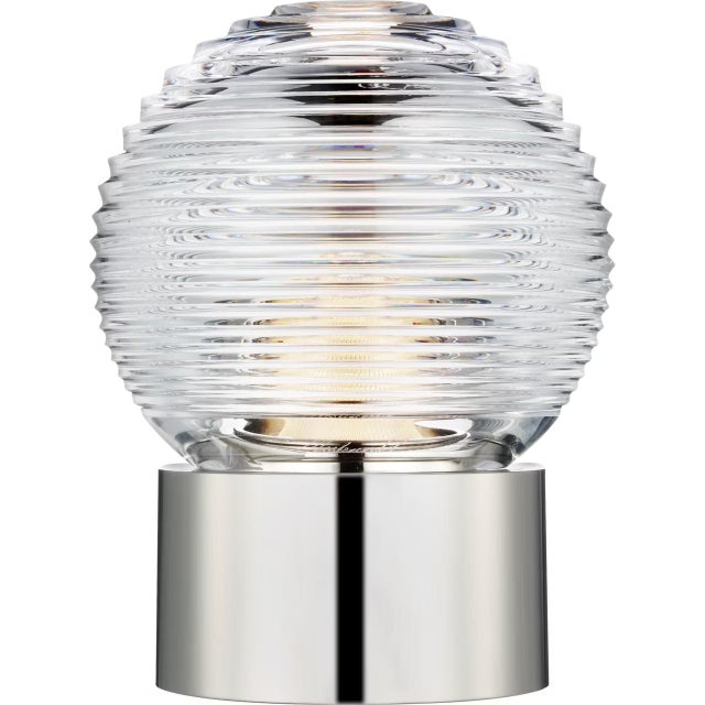 Modern Waterford by Visual Comfort Signature Circon 7" Rechargeable Accent Lamp in Polished Nickel with Clear Crystal For Sale - Image 3 of 3
