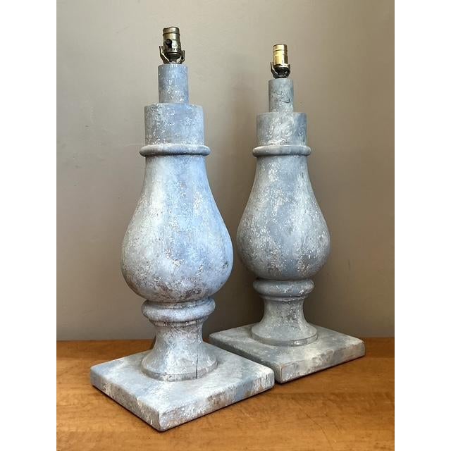 Vintage Monumental Faux Finished Balustrade Lamps - A Pair For Sale - Image 10 of 12