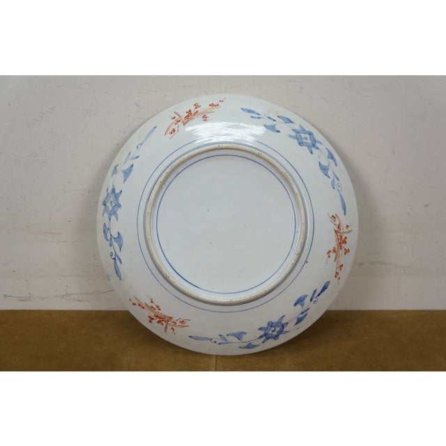 Red Antique Japanese Meiji Imari Porcelain Phoenix Rickshaw Platter Charger For Sale - Image 8 of 12