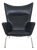 Vintage CH445 Wing Chair in Black Leather by Hans Wegner, 1990s For Sale