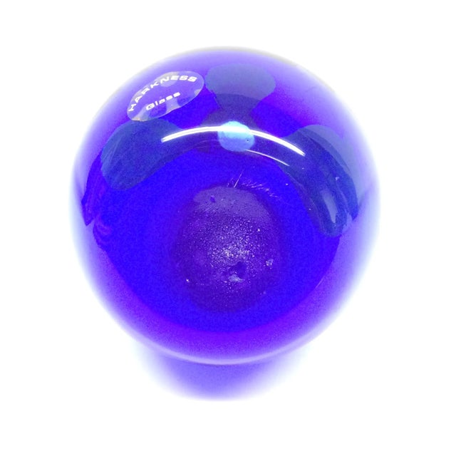 Glass 1970’s Harkness Hand Blown Cobalt Blue Glass Vase For Sale - Image 7 of 13