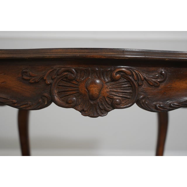 1970s Pair French Louis XV Walnut Parquet Top Lamp Tables For Sale - Image 12 of 15