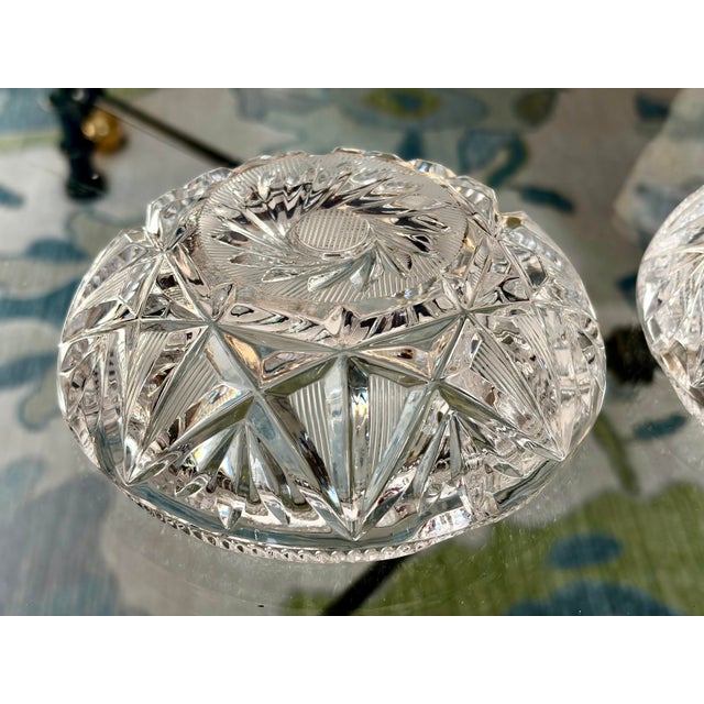 Crystal Cut Pinwheel Ash Trays - A Pair For Sale - Image 9 of 10