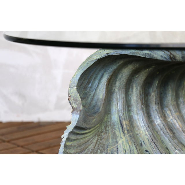 Vintage Italian Carved Wood Shell-Form Coffee Table With Glass Top, 1970s For Sale - Image 10 of 18