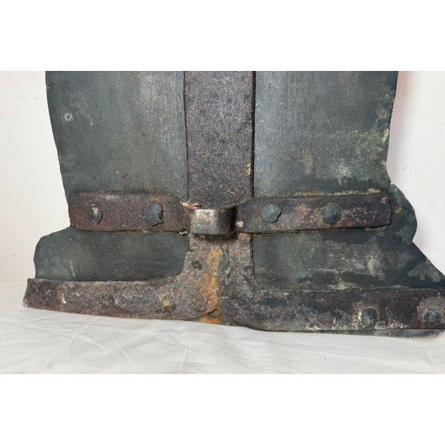 Huge Antique Hand Painted 17th Century Copper Wrought Iron Religious Sign Statue For Sale - Image 15 of 18