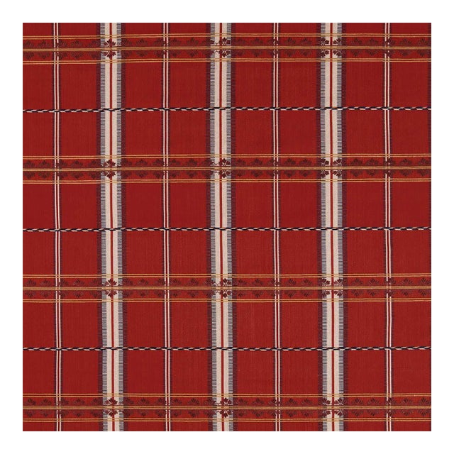 Morris & Co. Hanover Check Fabric in Madder - a sample For Sale