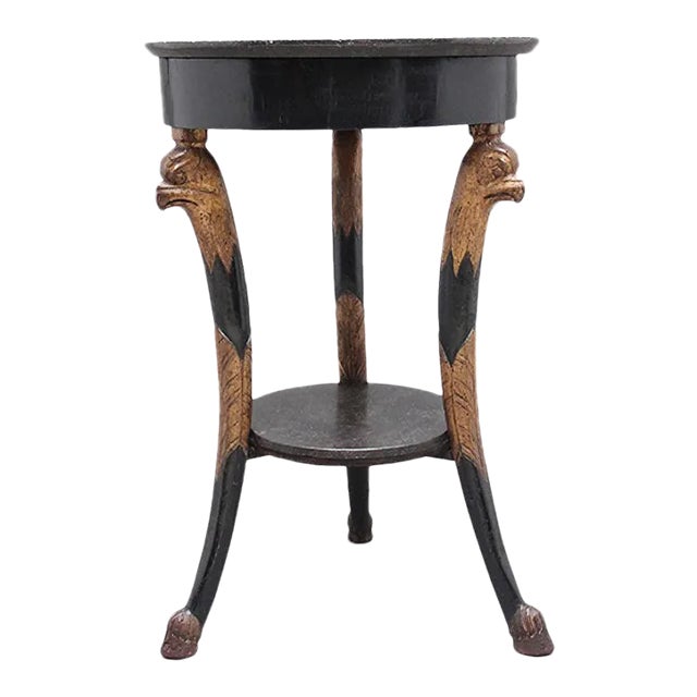 Ebonized & Gilt Side Table with Marble Top, 1800s For Sale