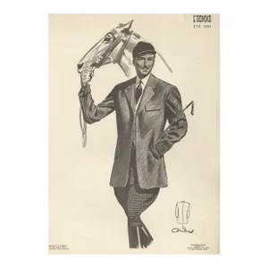 1953 French Men's Tailoring Lithograph-Fashion for Horse Lover