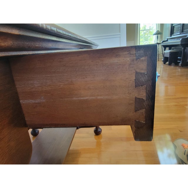 American Early 20th Century American Colonial Revival Walnut Writing Desk With Turned Legs For Sale - Image 3 of 15