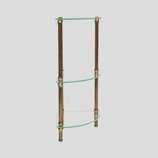 Vintage Italian Three-Tier Glass and Brass Side Table, 1960s For Sale - Image 6 of 9