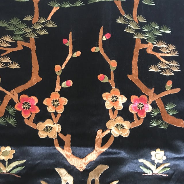 Vintage Asian Embroidered Silk Crane Textile For Sale - Image 9 of 10